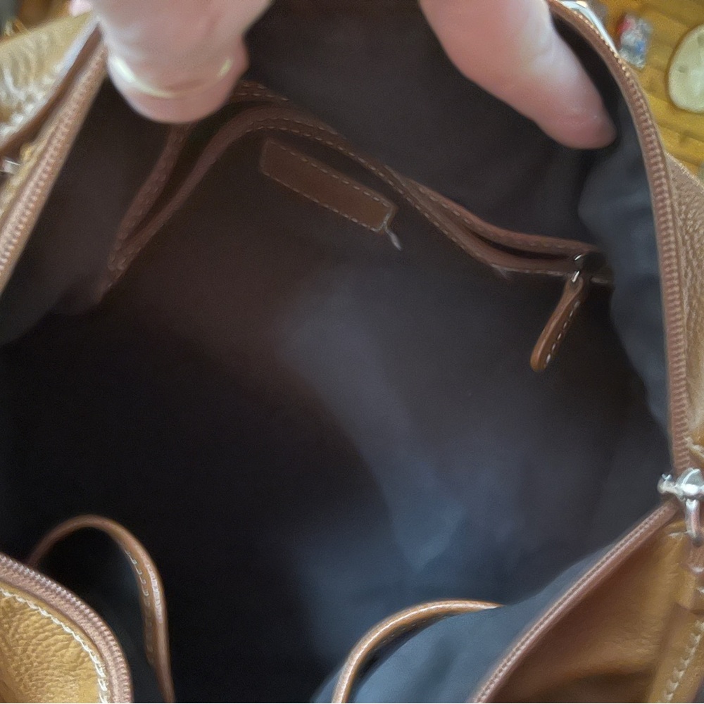 Tignanello Brown Leather Satchel with Silver Hardware 12” x 9” x 7”. - Picture 13 of 14